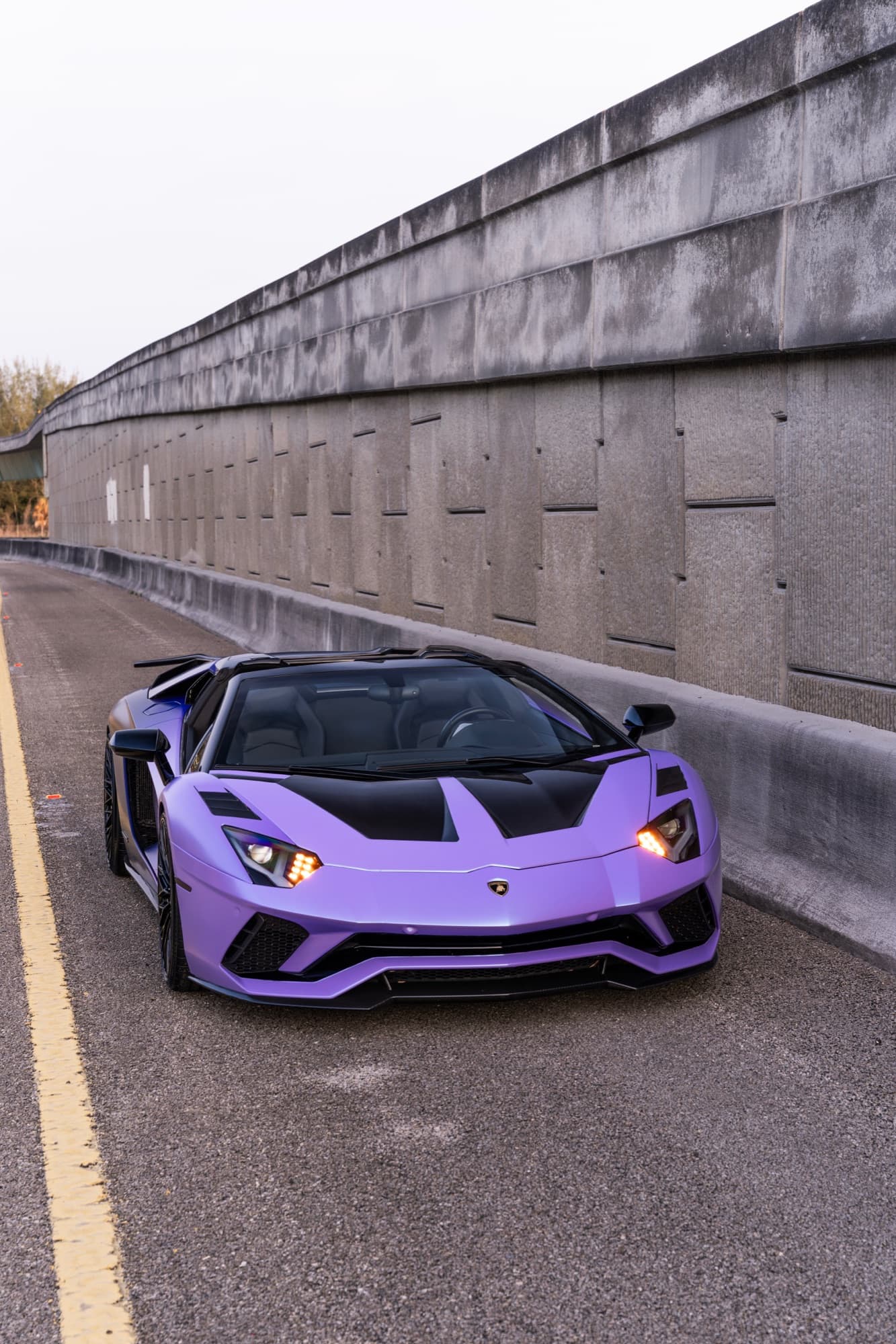 Lamborghini Aventador S Roadster head-on, headlights on