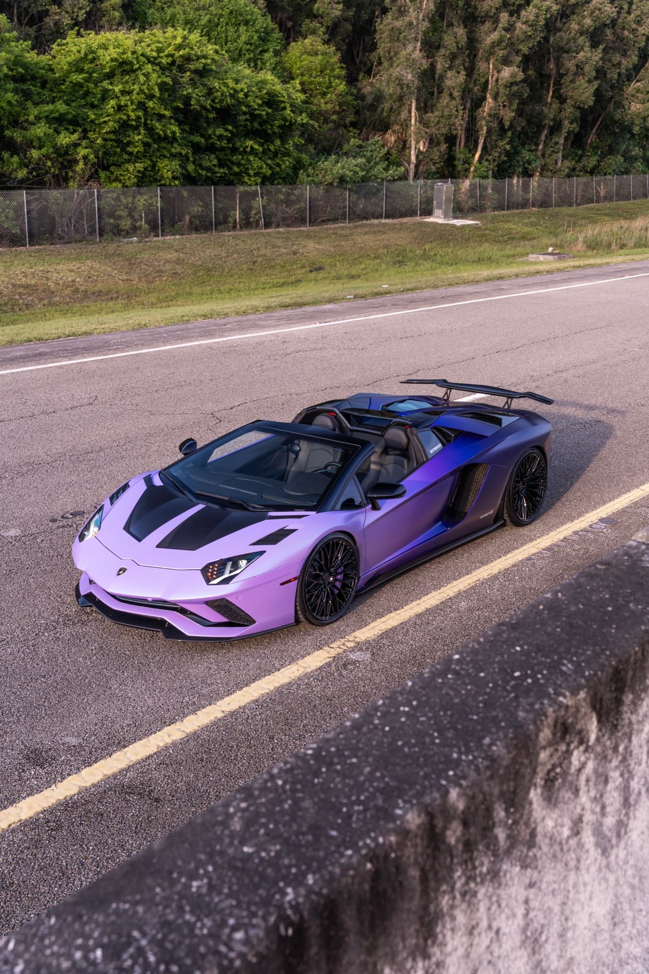 Lamborghini Aventador S Roadster overhead front 3/4